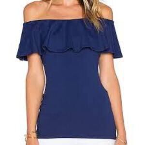 NWT Susana Monaco Blue Ruffle Off The Shoulder Top